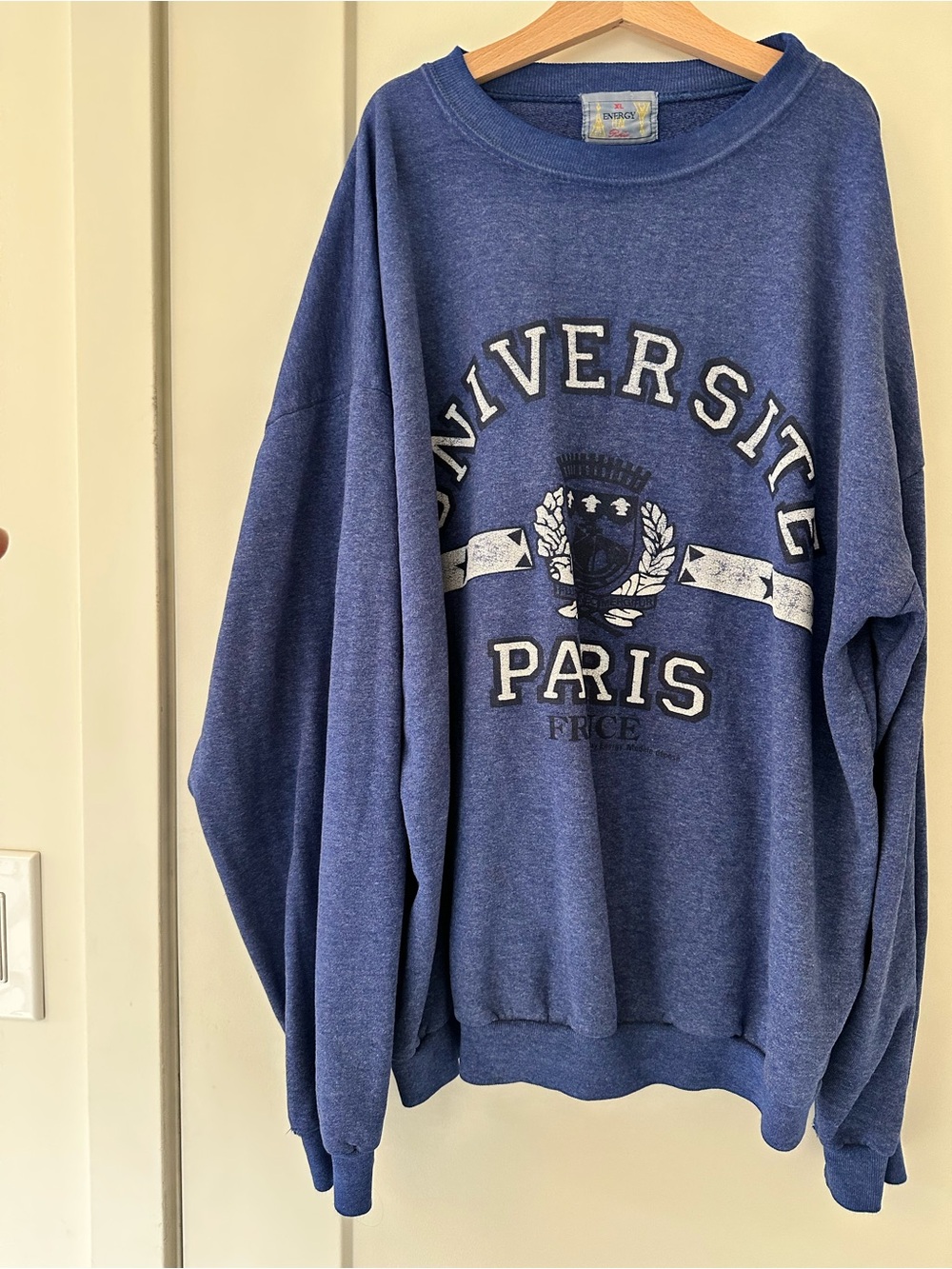 Vintage Paris University Blue Crewneck Sweatshirt